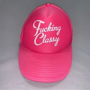 Neon Pink Novelty Hat Funny Fucking Classy Women’s Snap Back funny Gag Gift